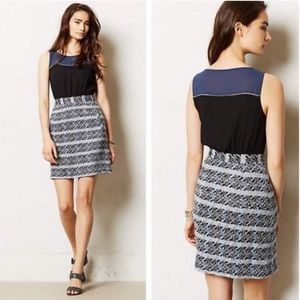 Anthropologie blue tweed carrington dress, sz 6
